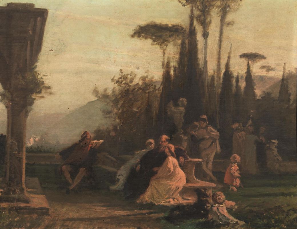 Marsilio Ficino explains Platonic philosophy to the Serristori family - Egisto Sarri.jpg